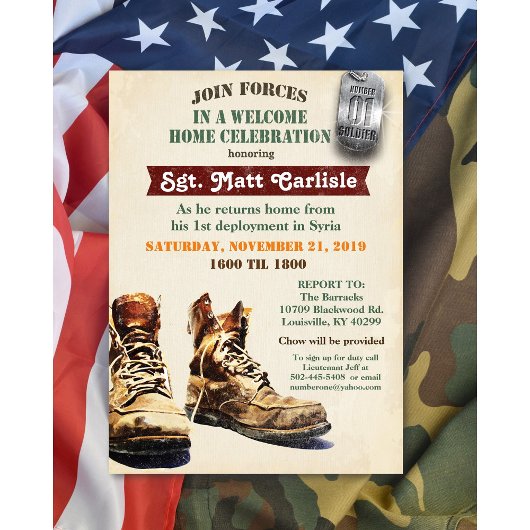 Militair welkom Home Celebration uitnodiging