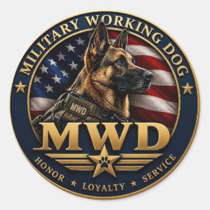 Militair Werkhond Duitse Herder Ronde Sticker