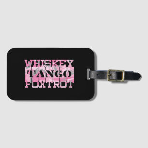 Militair Whiskey Tango Foxtrot Roze Camo Bagagelabel
