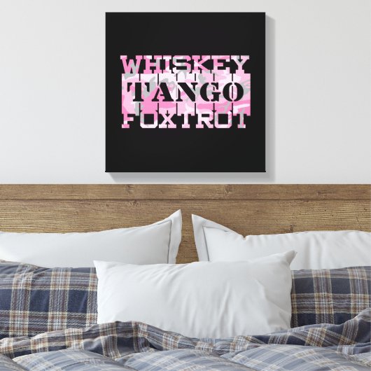 Militair Whiskey Tango Foxtrot Roze Camo Canvas Afdruk (Insitu (Slaapkamer))