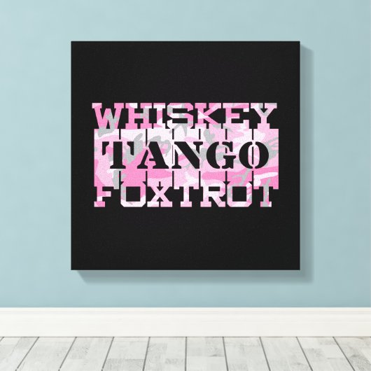Militair Whiskey Tango Foxtrot Roze Camo Canvas Afdruk (Insitu (Houten vloer))