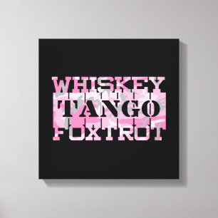 Militair Whiskey Tango Foxtrot Roze Camo Canvas Afdruk