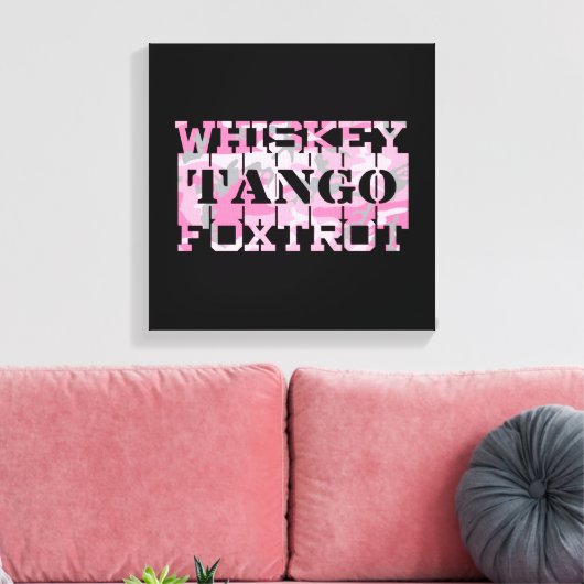 Militair Whiskey Tango Foxtrot Roze Camo Canvas Afdruk (Insitu (Woonkamer))