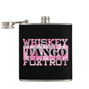 Militair Whiskey Tango Foxtrot Roze Camo Heupfles