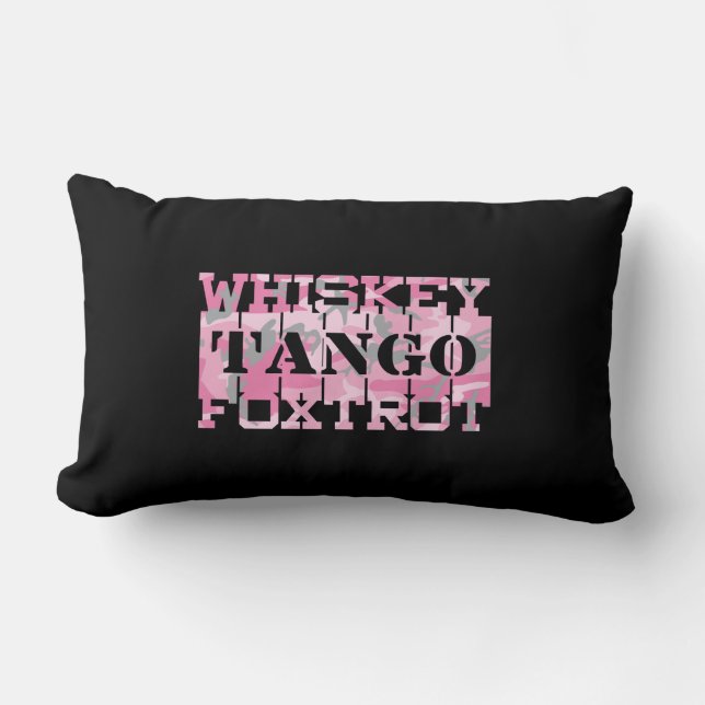 Militair Whiskey Tango Foxtrot Roze Camo Kussen (Voorkant)