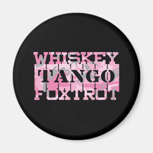 Militair Whiskey Tango Foxtrot Roze Camo Magneet