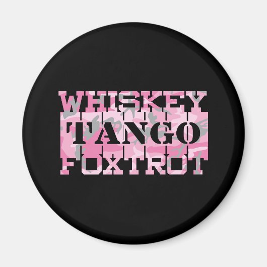 Militair Whiskey Tango Foxtrot Roze Camo Magneet (Voorkant)