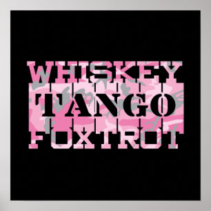Militair Whiskey Tango Foxtrot Roze Camo Poster