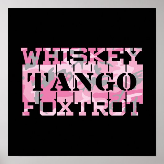 Militair Whiskey Tango Foxtrot Roze Camo Poster (Voorkant)