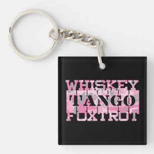 Militair Whiskey Tango Foxtrot Roze Camo Sleutelhanger