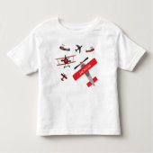 Militair WWWII-vliegtuig Retro Red en Black Kinder Shirts (Voorkant)