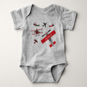 Militair WWWII-vliegtuig Retro Red en Black Romper (Voorkant)