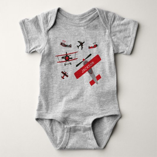 Militair WWWII-vliegtuig Retro Red en Black Romper (Voorkant)
