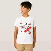 Militair WWWII-vliegtuig Retro Red en Black T-shirt (Voorkant volledig)