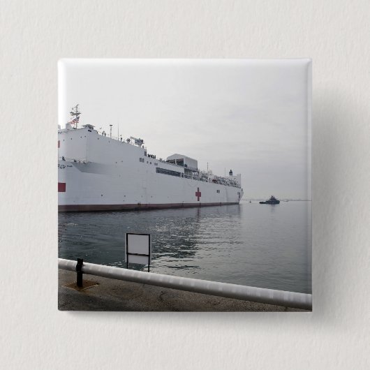 Militair zeescheepvaartziekenhuis vierkante button 5,1 cm (Voorkant)