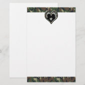 Militair zoenen paar Silhouette Camo Heart Briefpapier (Voorkant / Achterkant)