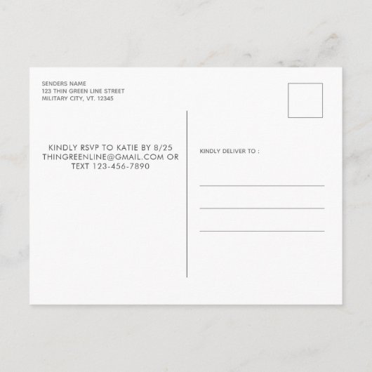 Militaire afboeking op groene lijn Vlagpartij Uitnodiging Briefkaart (Achterkant)