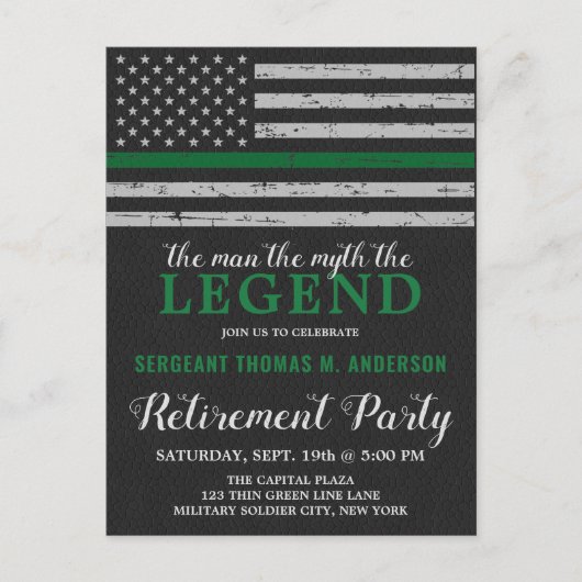 Militaire afboeking op groene lijn Vlagpartij Uitnodiging Briefkaart (Voorkant)