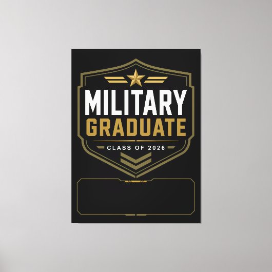 Militaire Afgestudeerde 2026 Canvas met eigen naam Afdruk (Voorkant)