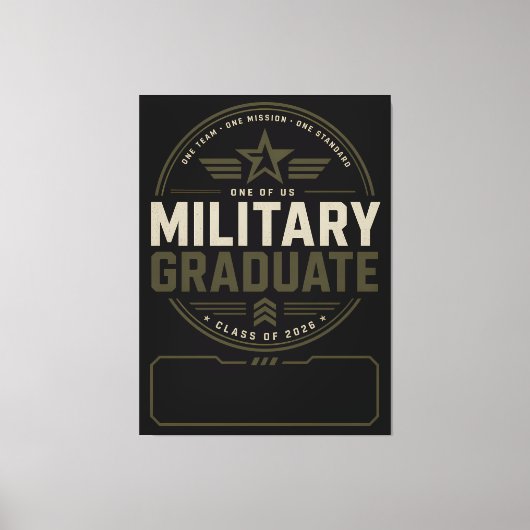 Militaire Afgestudeerde 2026 Geschenk met Eigen Na Canvas Afdruk (Voorkant)