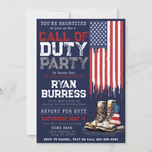 Militaire Amerikaanse vlag BLAUWE Plaatsing Afsche Kaart (Voorkant)