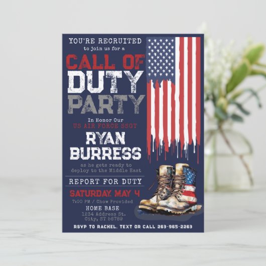 Militaire Amerikaanse vlag BLAUWE Plaatsing Afsche Kaart (Staand voorkant)