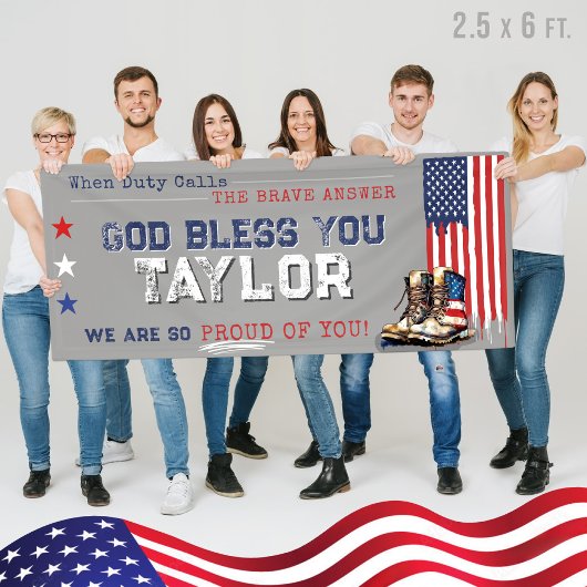 Militaire Amerikaanse vlag laarzen 2.5x6 GRIJS gaa Spandoek