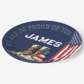 Militaire Amerikaanse vlag laarzen BLUE Going Away Papieren Bordje (Gekanteld)