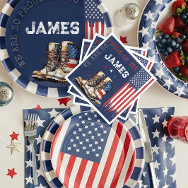 Militaire Amerikaanse vlag laarzen BLUE Going Away Servet