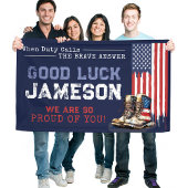 Militaire Amerikaanse vlag laarzen gaan weg afsche Spandoek