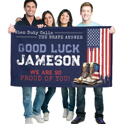 Militaire Amerikaanse vlag laarzen gaan weg afsche Spandoek