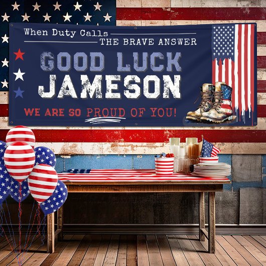 Militaire Amerikaanse vlaglaarzen 2,5x6' Afscheids Spandoek