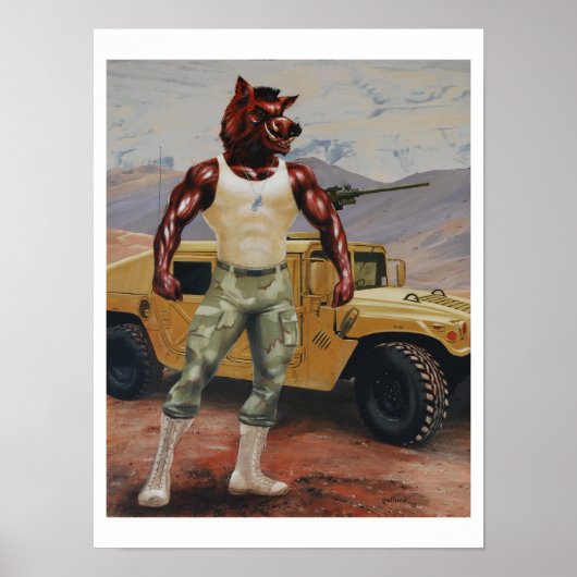 Militaire Arkansas Soldier Hog Razorback Poster (Voorkant)