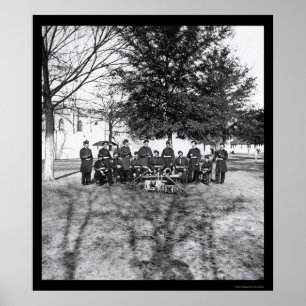 Militaire band met instrumenten 1865 poster