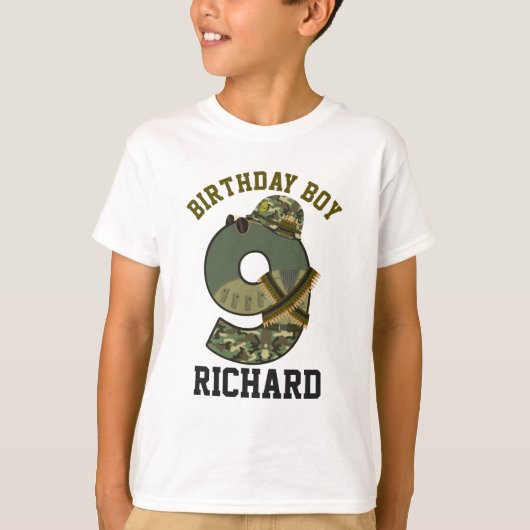 Militaire Birthday Boy Nineth Soldaat T-shirt (Voorkant)