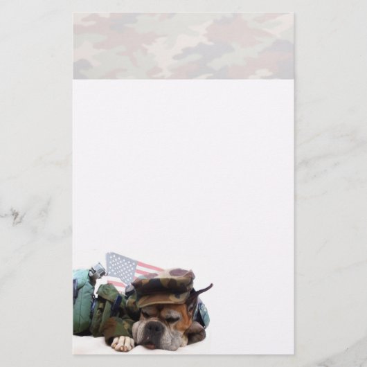 Militaire bokshond briefpapier (Voorkant)