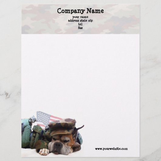 Militaire Boxer Dog Letterhead Persoonlijk Briefhoofd (Voorkant)