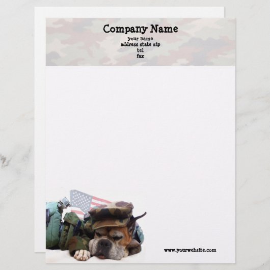 Militaire Boxer Dog Letterhead Persoonlijk Briefhoofd (Voorkant / Achterkant)