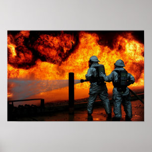 Militaire brandweerlieden poster