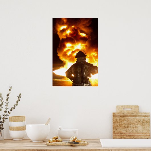 Militaire brandweerman poster (Keuken)