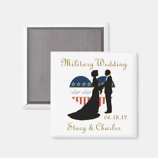 Militaire bruiloft gunst gepersonaliseerde magneet (Voorkant / Achterkant)