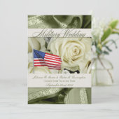 Militaire bruiloft Noite Elegant White Roses Kaart (Staand voorkant)