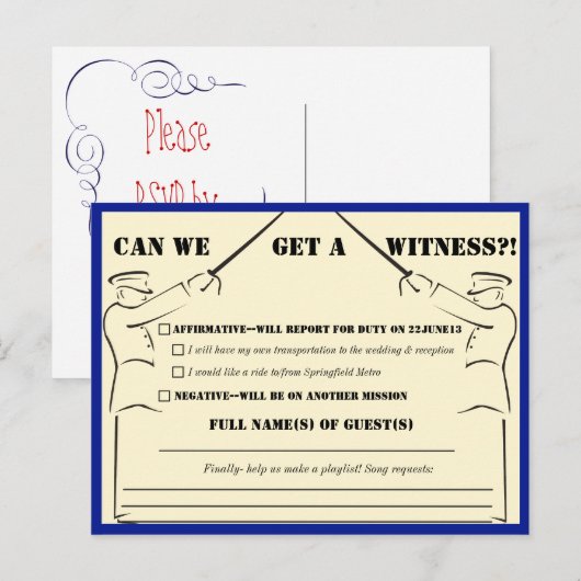 Militaire bruiloft RSVP Uitnodiging Briefkaart (Voorkant / Achterkant)