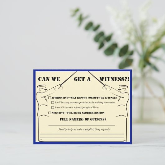 Militaire bruiloft RSVP Uitnodiging Briefkaart (Staand voorkant)