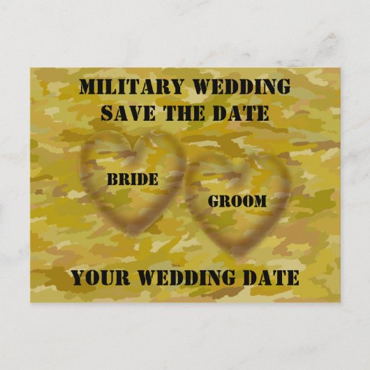 Militaire bruiloft save the date aankondigingskaart (Voorkant)