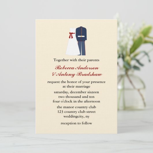 Militaire bruiloft uitnodigingen (Staand voorkant)