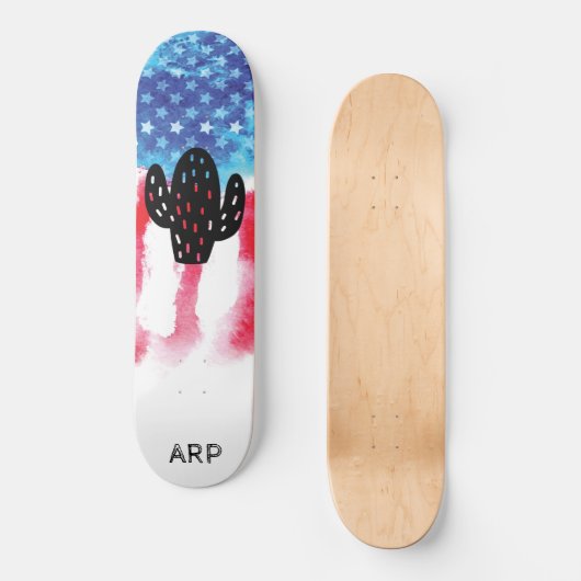 *~* Militaire CACTUS Rode Witte Blauwe Vlag Persoonlijk Skateboard (Voorkant)
