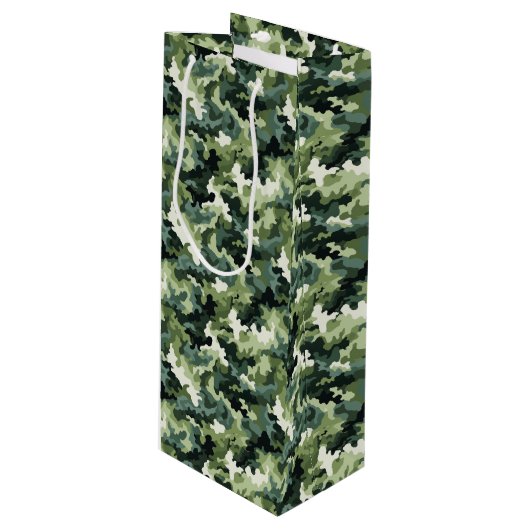Militaire Camo Gift Bag Wijn Cadeautas (Voorkant Gekanteld)