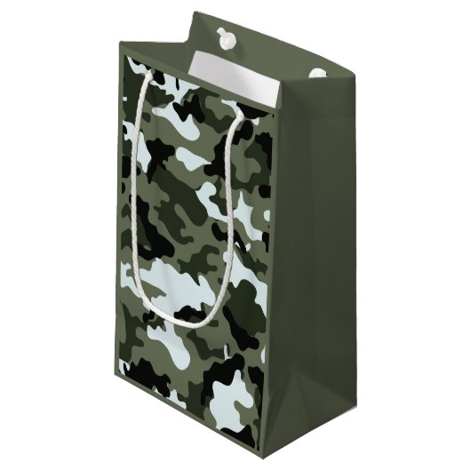 Militaire Camo Kleine Gift Bag Klein Cadeauzakje (Voorkant Gekanteld)