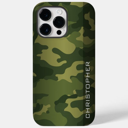 Militaire Camo Pattern Green met naam Case-Mate iPhone Case (Achterkant)
